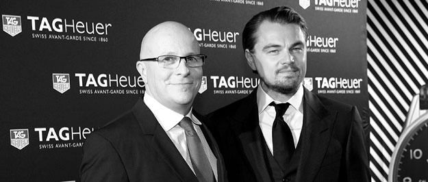 Stéphane Linder, PDG de TAG Heuer et Leonardo DiCaprio, ambassadeur de la marque